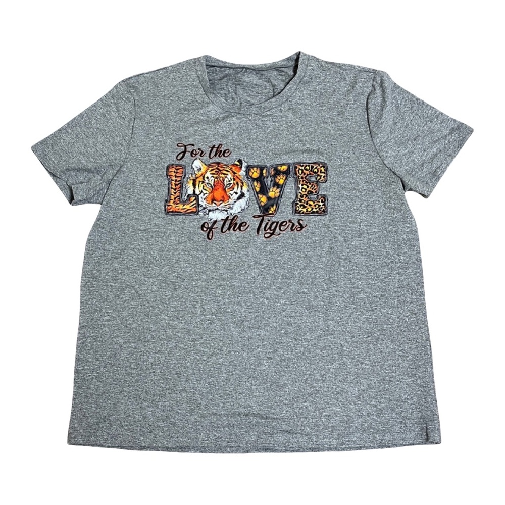 Tiger grey T shirt, NIP, short sleeve, 95% Polyester, soft with slight stretch